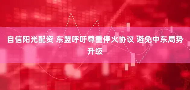 自信阳光配资 东盟呼吁尊重停火协议 避免中东局势升级
