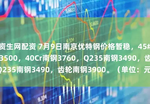 资生网配资 7月9日南京优特钢价格暂稳，45#南钢3500，淮钢3500，40Cr南钢3760，Q235南钢3490，齿轮南钢3900。（单位：元/吨）